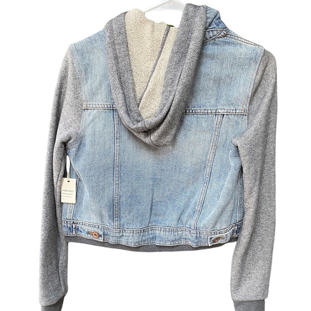 NWT Forever 21 Jean Jacket Hoodie S - Picture 5 of 6